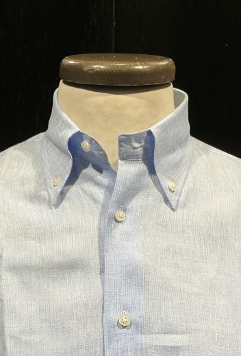 Camicia puro lino 1 Cielo